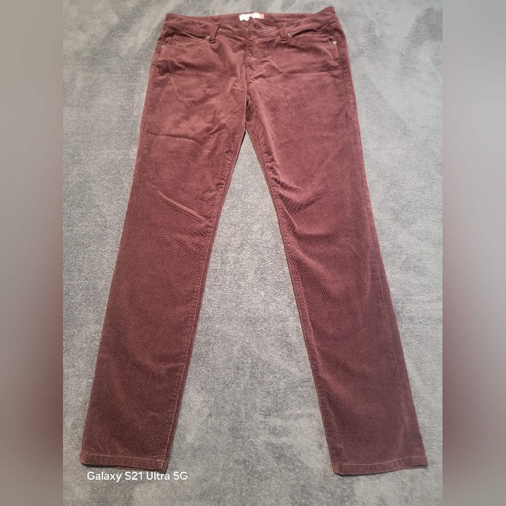 Cabi Burgundy Skinny Corduroy Jean Size 12  Mid Rise